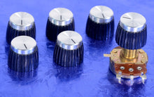 Load image into Gallery viewer, Six Push On Knobs For Marshall Amplifiers Very Dark Brown With Silver Face #SBMPOK