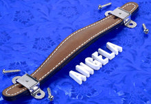 Load image into Gallery viewer, 50s Style Brown Leather 9" Amp Handle With Center Hump And White Stitching + Hardware For Tweed Fender #OTBR