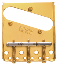 Load image into Gallery viewer, Fender Telecaster Tele Vintage 3-Saddle Bridge Assembly, Gold, 0990806200