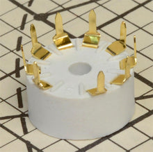 Load image into Gallery viewer, 9 Pin PC Mount White Phenolic Gold Contact Tube Socket, #99882