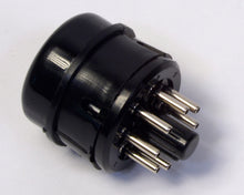 Load image into Gallery viewer, QQQ Black Phenolic 8 Pin Octal Pin Plug With Snap On Hood, #80124