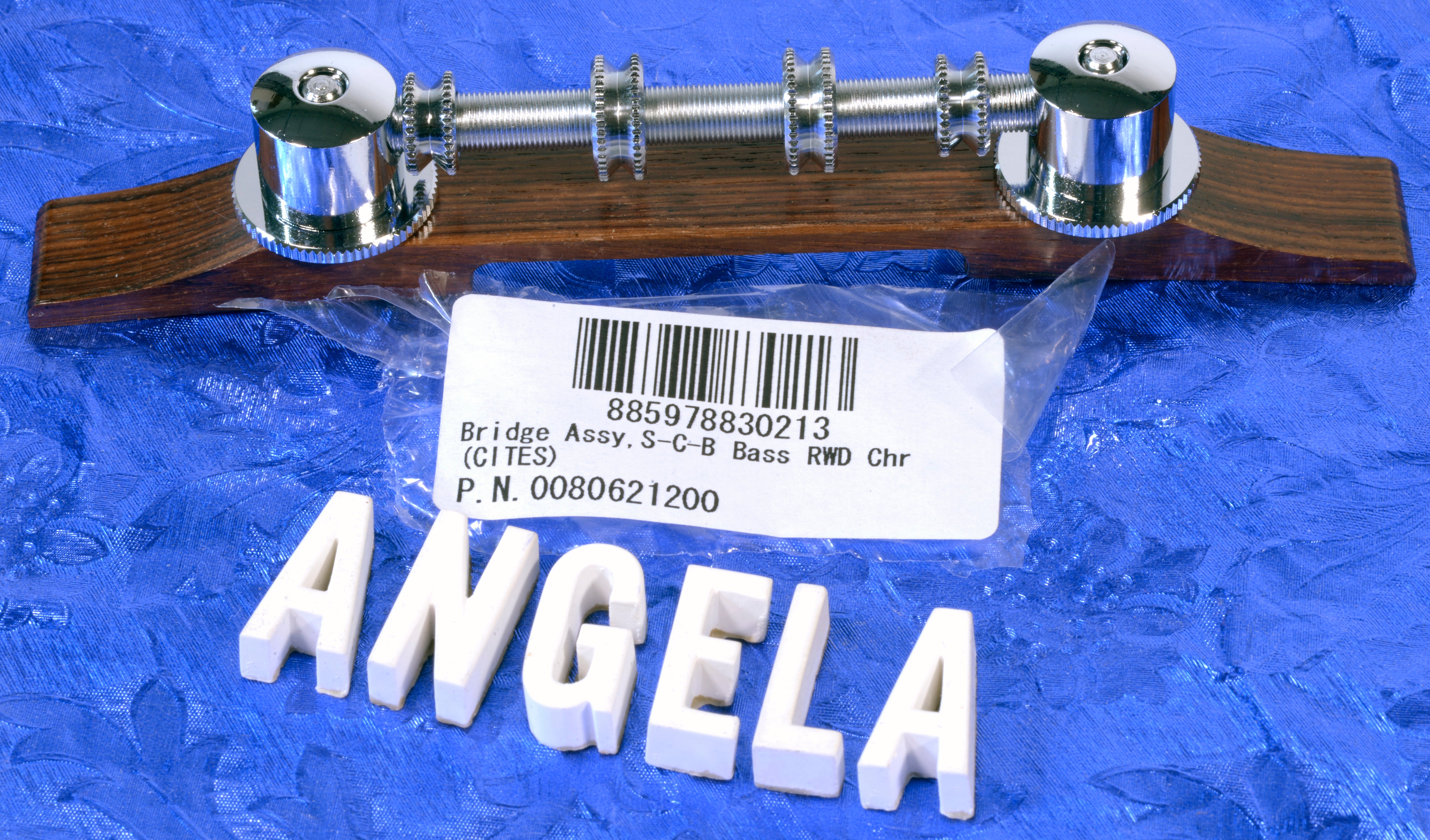 Gretsch Nickel Space Control 4 String Bass Bridge With Wooden Base