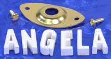 Load image into Gallery viewer, Generic Gold Football Jack Ferrule Plate With Screws For Guitar or Bass, #GIJF