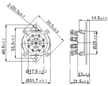 Load image into Gallery viewer, 8 Pin Gold Octal Bottom Chassis Mount Replacement Tube Socket For Some Old Fender Amps, #8654G