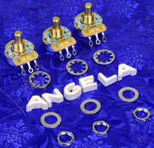 Load image into Gallery viewer, 3 CTS 450G Series 250K Audio Taper Solid 1/4" Shaft Pots For Fender Jazz Bass, #450GSOLX3