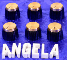 Load image into Gallery viewer, 6 Gold Face Push On Knobs For Marshall Amp With Split Shaft Pots, #MPOK