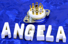 Load image into Gallery viewer, 9 Pin China Premium White Ceramic Bottom Chassis Mount Tube Socket With Gold Plated Contacts #91826