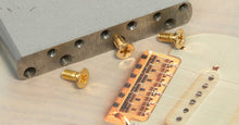 Load image into Gallery viewer, Fender Set Of Three Gold Bridge Plate To Inertia Block Screws, 0038969000