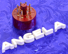 Load image into Gallery viewer, 8 Pin Oxblood Phenolic Short Tube Base With Gold Pins For EL34 And Other Tubes, #880XGSH