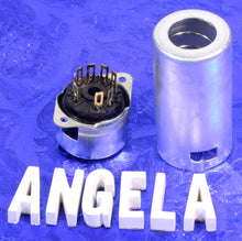 Load image into Gallery viewer, 9 Pin Noval J-Slot Molded Black Plastic And Gold Tube Socket With Shield, #9533B