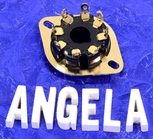 Load image into Gallery viewer, 8 Pin Knife Contact Black And Gold Tube Socket For 6L6GC, 6V6GT, 5U4GB Etc., #88869