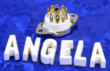 Load image into Gallery viewer, 9 Pin China Premium White Ceramic Top Chassis Mount Tube Socket With Gold Plated Contacts, # 92589