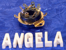 Load image into Gallery viewer, 8 Pin Gold Octal Bottom Chassis Mount Replacement Tube Socket For Some Old Fender Amps, #8654G