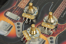 Load image into Gallery viewer, 3 CTS 450G Series 250K Audio Taper Solid 1/4" Shaft Pots For Fender Jazz Bass, #450GSOLX3