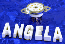 Load image into Gallery viewer, 9 Pin China Premium White Ceramic Top Chassis Mount Tube Socket With Gold Plated Contacts, # 92589