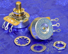 Load image into Gallery viewer, 2 CTS 450G Series 250K Audio Taper Solid 1/4" Shaft Pots For Telecaster, #450GSOLX2