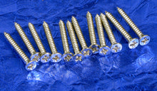 Load image into Gallery viewer, 12 Generic Nickel Humbucking Bridge Pickup Ring Mounting Wood Screws .703", #GHMRS