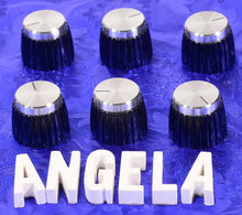 Load image into Gallery viewer, Six Push On Knobs For Marshall Amplifiers Very Dark Brown With Silver Face #SBMPOK