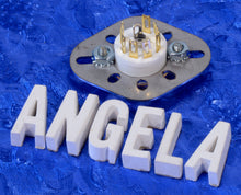 Load image into Gallery viewer, 7 Pin Miniature Top Chassis Mount Ceramic & Gold Tube Socket With Stainless Steel Adapter Plate, #7PMNGAP