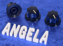 Load image into Gallery viewer, Set Of 3 Generic Push-On Skirted Black Plastic Knobs For Jazz Bass, Effects Etc., #JB3