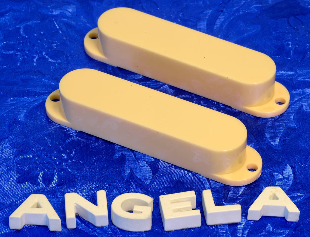 Two Replacement Pickup Covers For Mustang Duo-Sonic Aged White Plastic, #ADPC