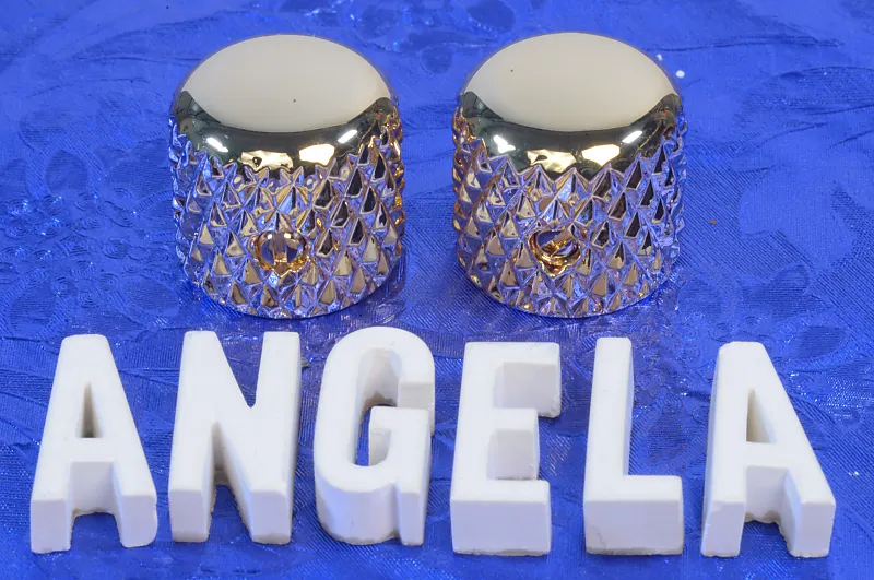 2 Vintage Tele Style Knobs With Heavy Knurling For 1/4" Solid Shaft, Gold, #GKKX2