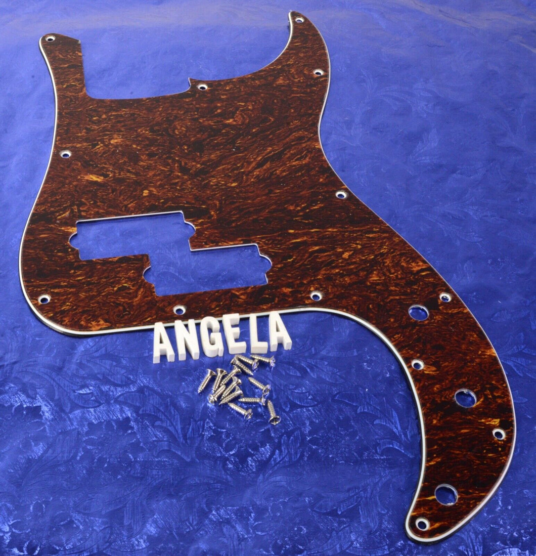 Angela 13 Hole Photoprint Tortoise Vinyl Pickguard For Squier P Bass, #GPBT