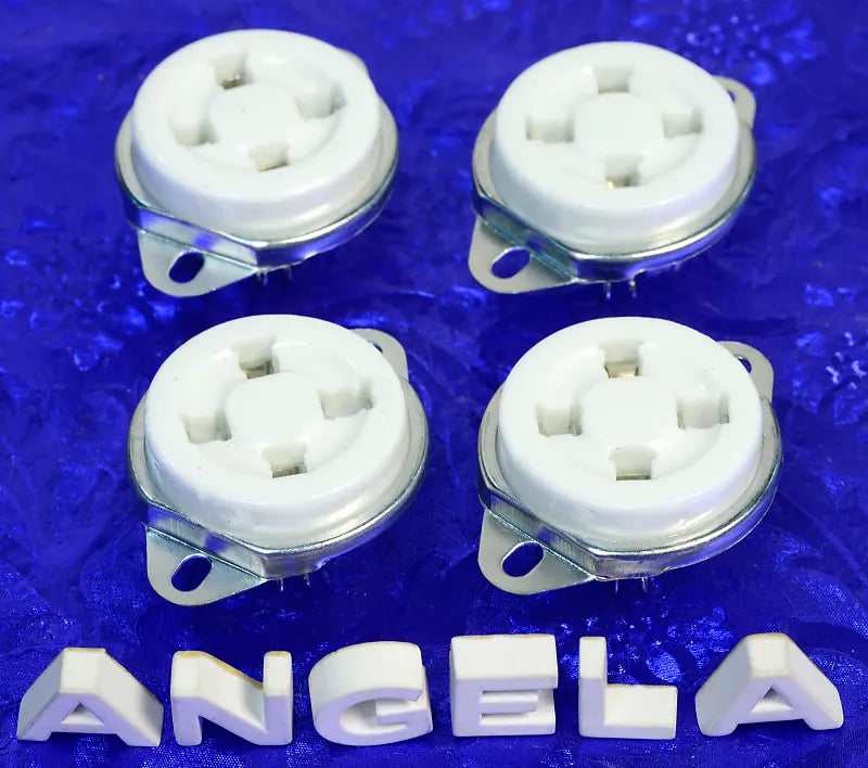 Four 4 Pin Ceramic Top Mount Tube Sockets For 300B, 2A3, 6A3, 5Z3, #47279X4