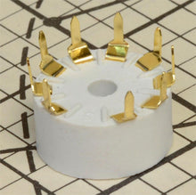 Load image into Gallery viewer, 9 Pin PC Mount White Phenolic Gold Contact Tube Socket, #99882
