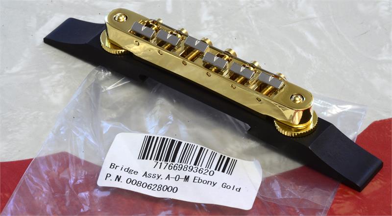 Gretsch AOM Adjusto-Matic Bridge Assembly Gold with Ebony Base, 0080628000