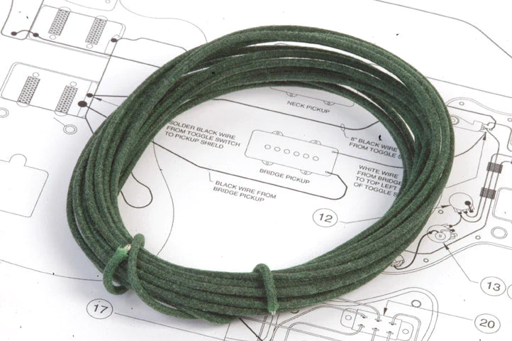 Gavitt Cloth Covered Wire, 22 Gauge, Green, Per Foot