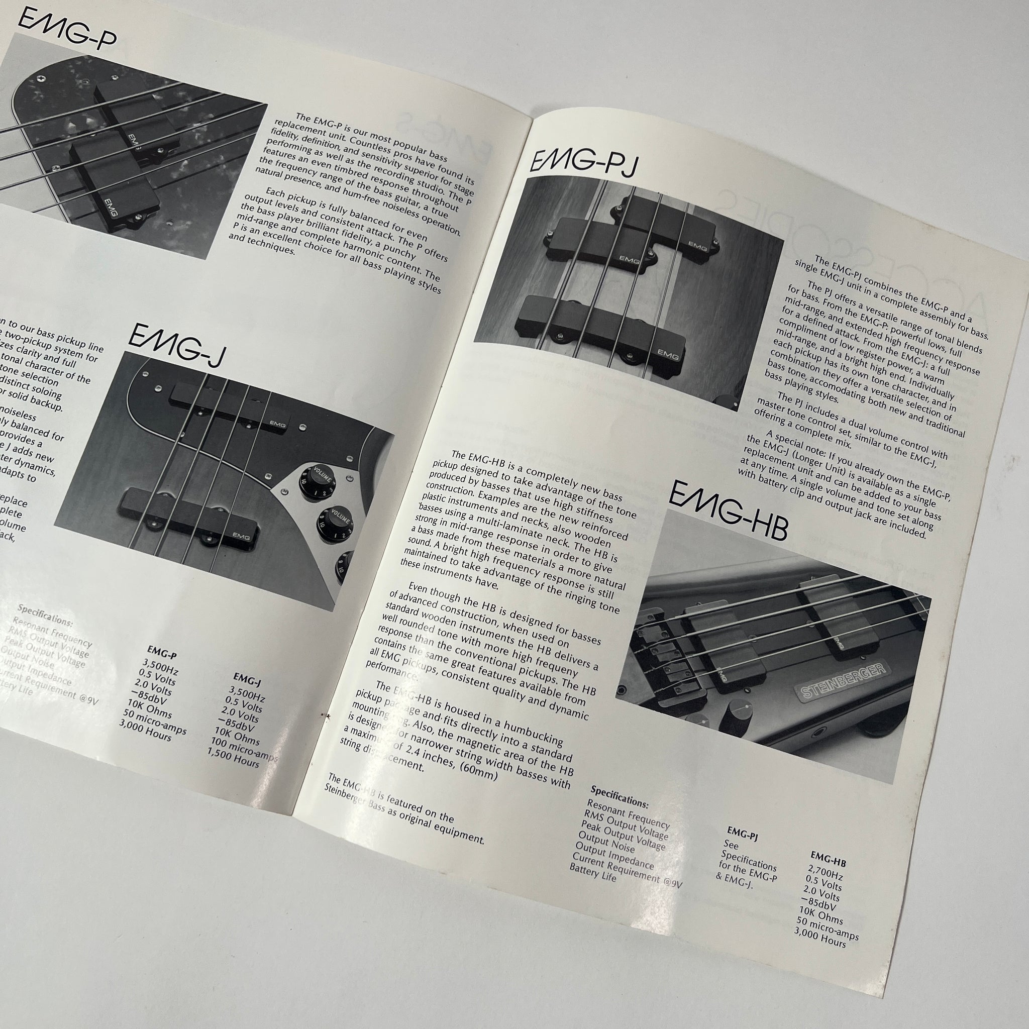 EMG Pickups 1980s Catalog, Original Angela Instruments