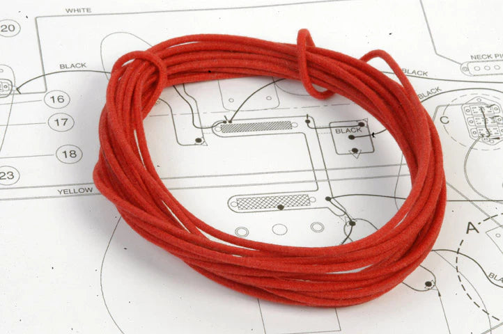 Gavitt Cloth Covered Wire, 22 Gauge, Red, Per Foot