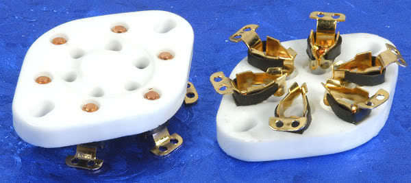6 Pin Gold Ceramic Wafer Tube Socket For W.E. 310 Etc., #60022