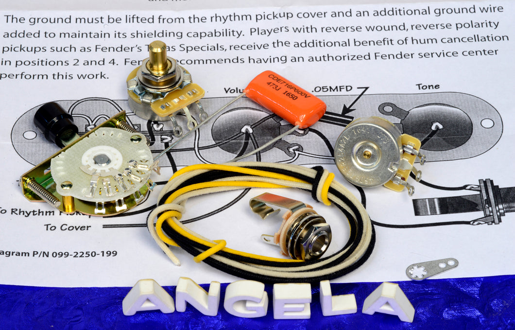 Angela Instruments Upgrade 4 Way Wiring Kit With CTS 450G Pots For Telecaster, #TL4WAYKIT