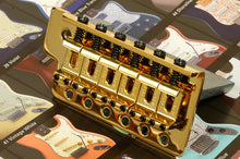 Load image into Gallery viewer, Fender Mexico Stratocaster Gold Tremolo Bridge Assembly, 0059561000
