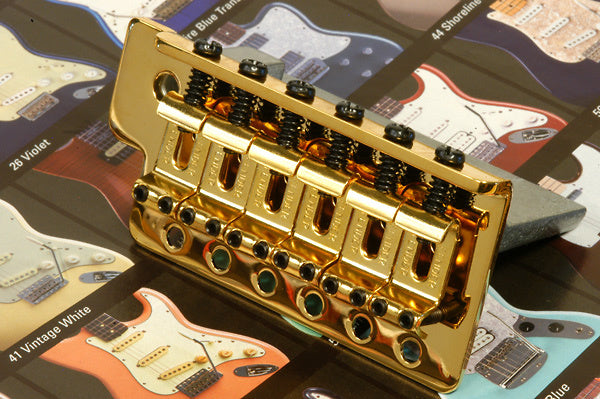 Fender Mexico Stratocaster Gold Tremolo Bridge Assembly, 0059561000