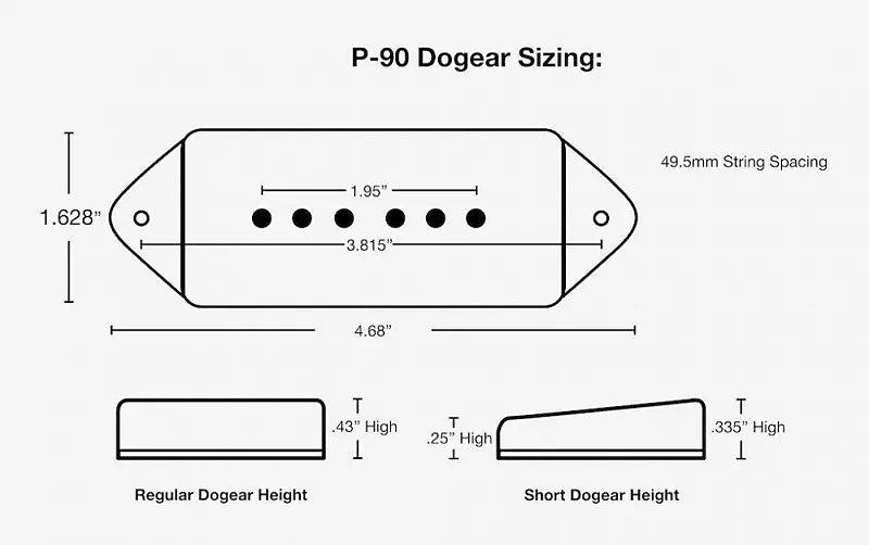 Lindy Fralin Pickup Cover, Black P90 Dogear Short/Low Neck, #DESB – Angela  Instruments