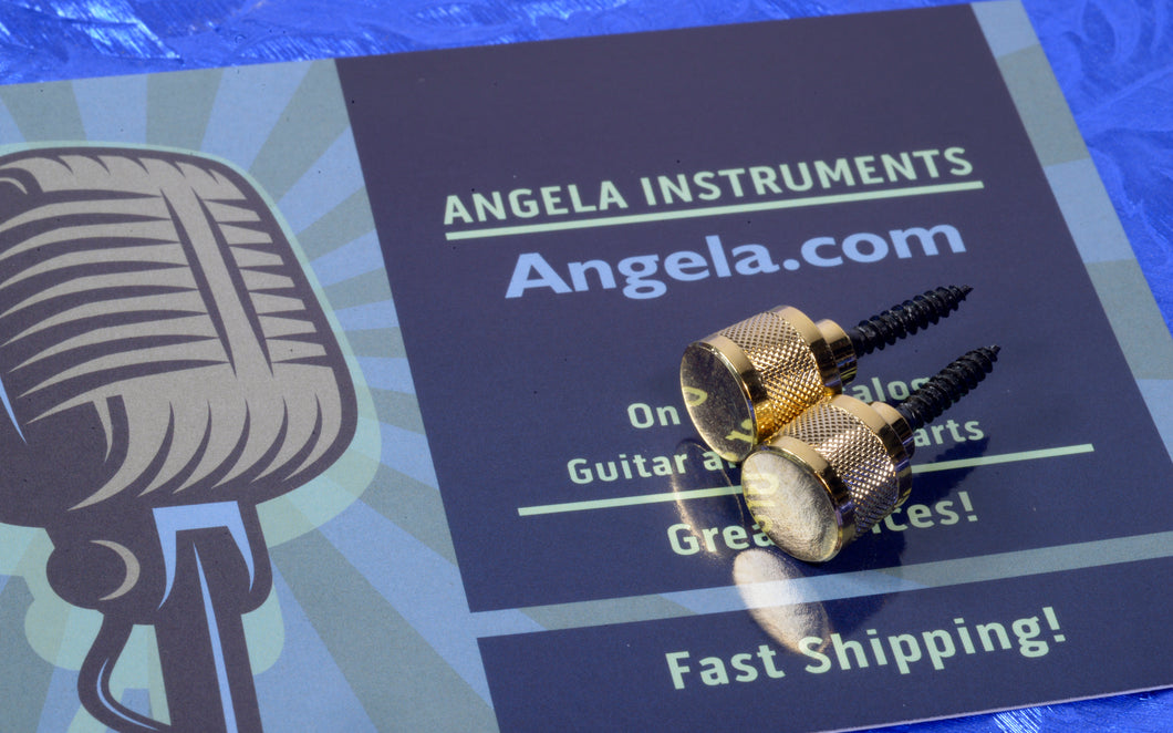 2 Gold Strap Knobs Buttons With Hanger Bolts For Gretsch, #GGGSB