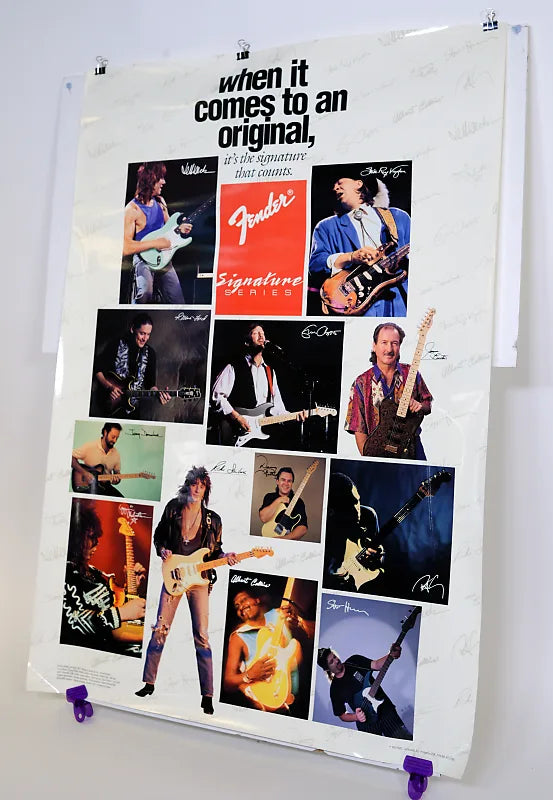Fender Signature Series Artist Poster 1992 Very Good Original Print, SRV, Beck, More!