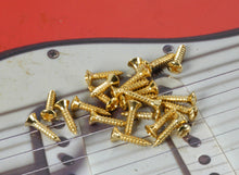 Load image into Gallery viewer, Fender Vintage Gold Oval Phillips Head Pickguard Screws x24, 0994924000
