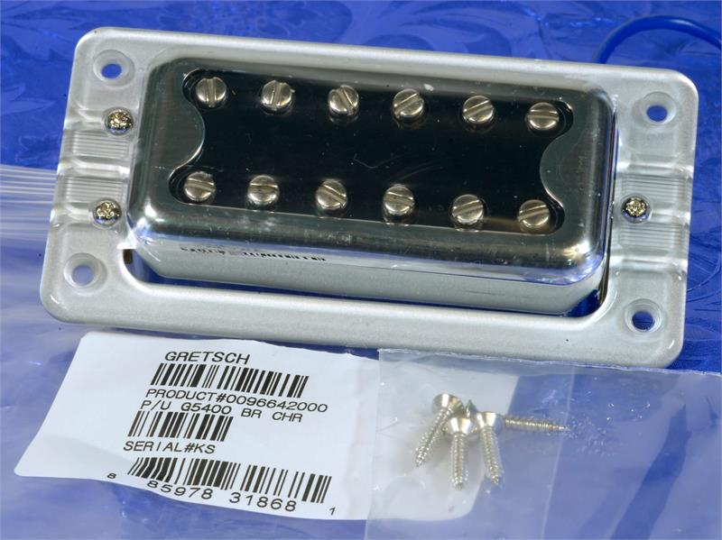 Gretsch Black Top Bridge Pickup With Silver Ring And Mounting Screws, 0096642000