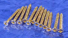 Load image into Gallery viewer, 12 Generic Gold Humbucking Bridge Pickup Ring Mounting Wood Screws .703&quot;, #GGHR
