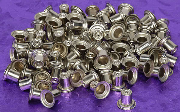 100 Nickel Plated Steel Metal Top Contacts for 6J7 Sized Tubes '60s N. O. S. USA, #6J7TCx100