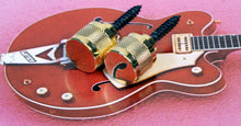 Load image into Gallery viewer, 2 Gold Strap Knobs Buttons With Hanger Bolts For Gretsch, #GGGSB
