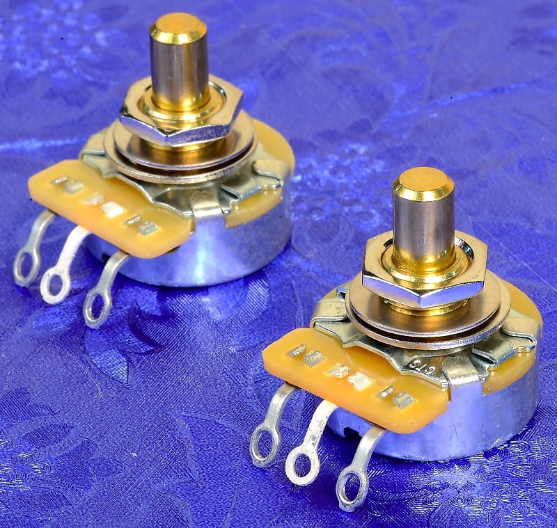 2 CTS 450G Series 250K Audio Taper Solid 1/4" Shaft Pots For Telecaster, #450GSOLX2