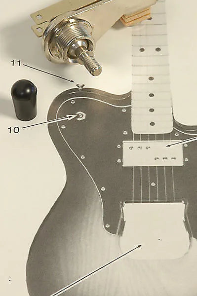 Fender '70s New Old Stock Black Screw On Switch Tip For Tele Custom/Telecaster Deluxe, 013338