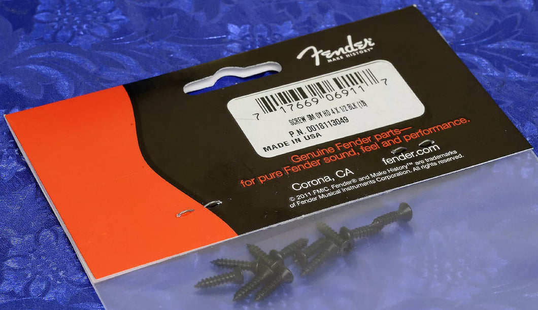 Fender Black Plated Phillips Head Pickguard And Battery Cover Screws, 0018113049