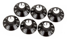 Load image into Gallery viewer, Fender  Black-Silver Skirted Amplifier Knobs Set Of 6, 0990930000
