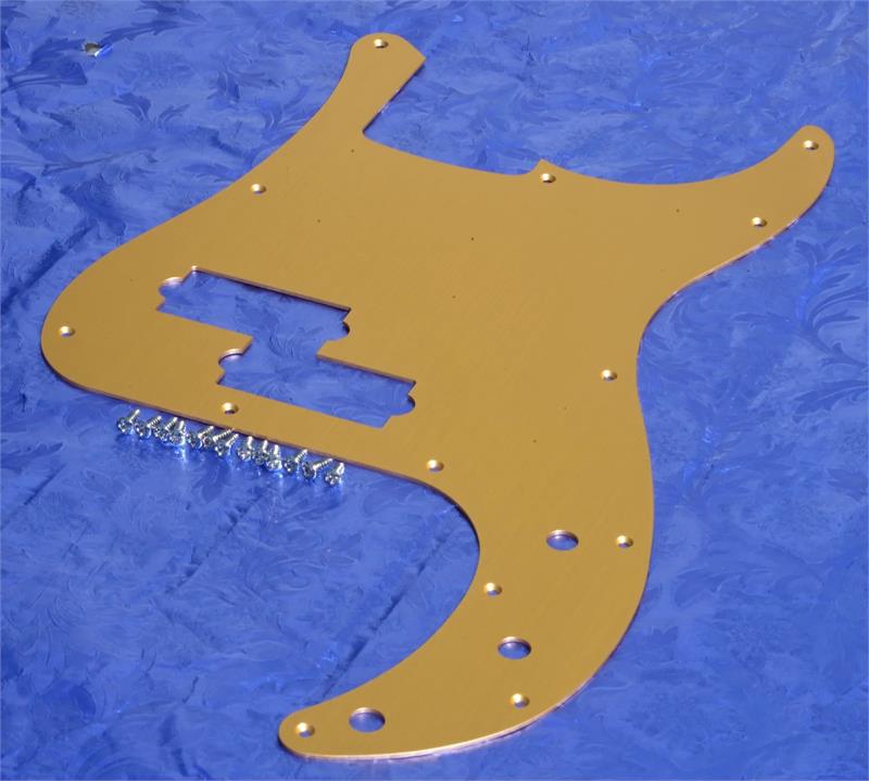 Gold Anodized Aluminum Pickguard For Precision Bass, '50s Style + Screws, #GPBP